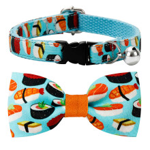 Collare per gatti Sushi Set con fiocco Collare di sicurezza staccabile Collare con papillon per matrimonio/compleanno per gattino
