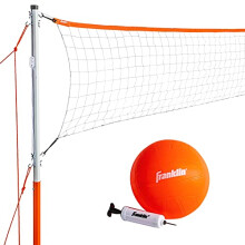 Franklin Sports Volleyball Set, inkl. Netz mit Pfählen, Ball und Pumpe, Starter, Orange