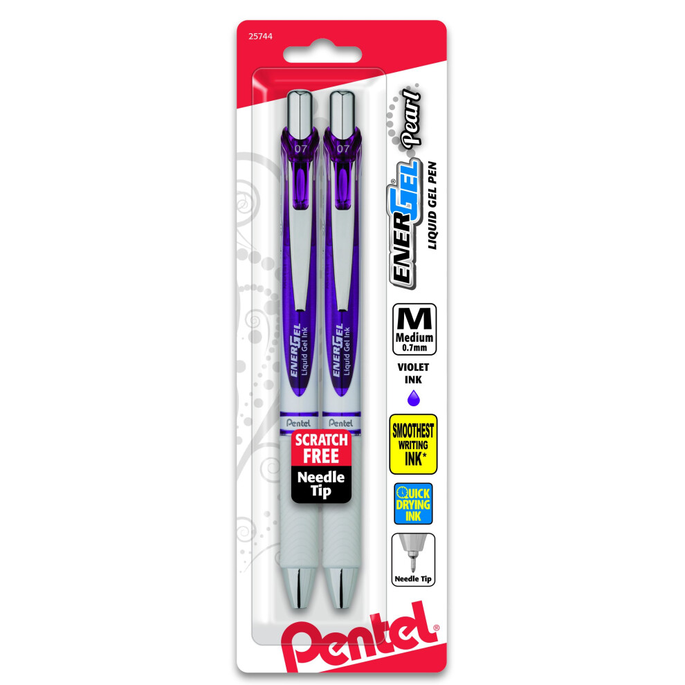 Pentel EnerGel Pearl RTX Retractable Gel Pen  0.7mm Needle Tip  2 Pack