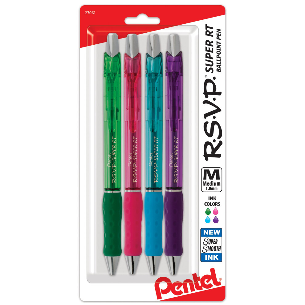 Pentel RSVP Super RT Ballpoint Pen  (1.0mm) Medium Line  Assorted Ink