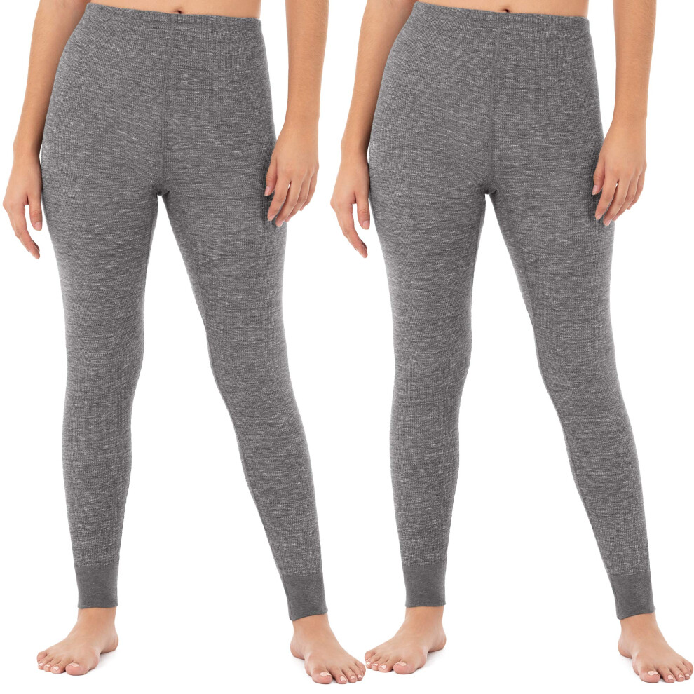 Fruit of the Loom Women's 2-Pack Micro Waffle Thermal Bottom  Smoke He