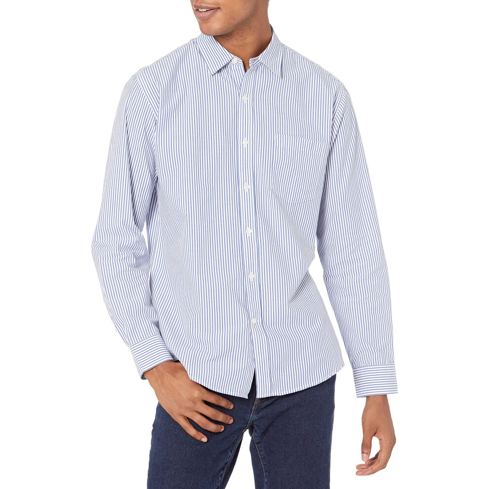 Amazon Essentials Men's Regular-Fit Long-Sleeve Casual Poplin Shirt  W