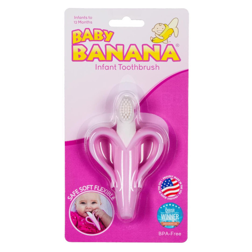 Baby Banana - Pink Banana Toothbrush  Training Teether Tooth Brush for