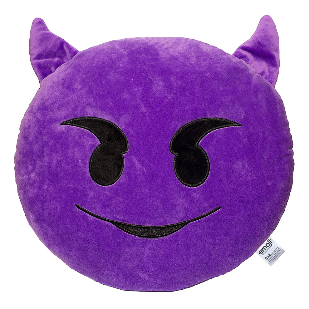 Emoji Devil Face Emoticon Coussin Peluche Soft Pillow Official Certified Evz 32Cm Purple-image