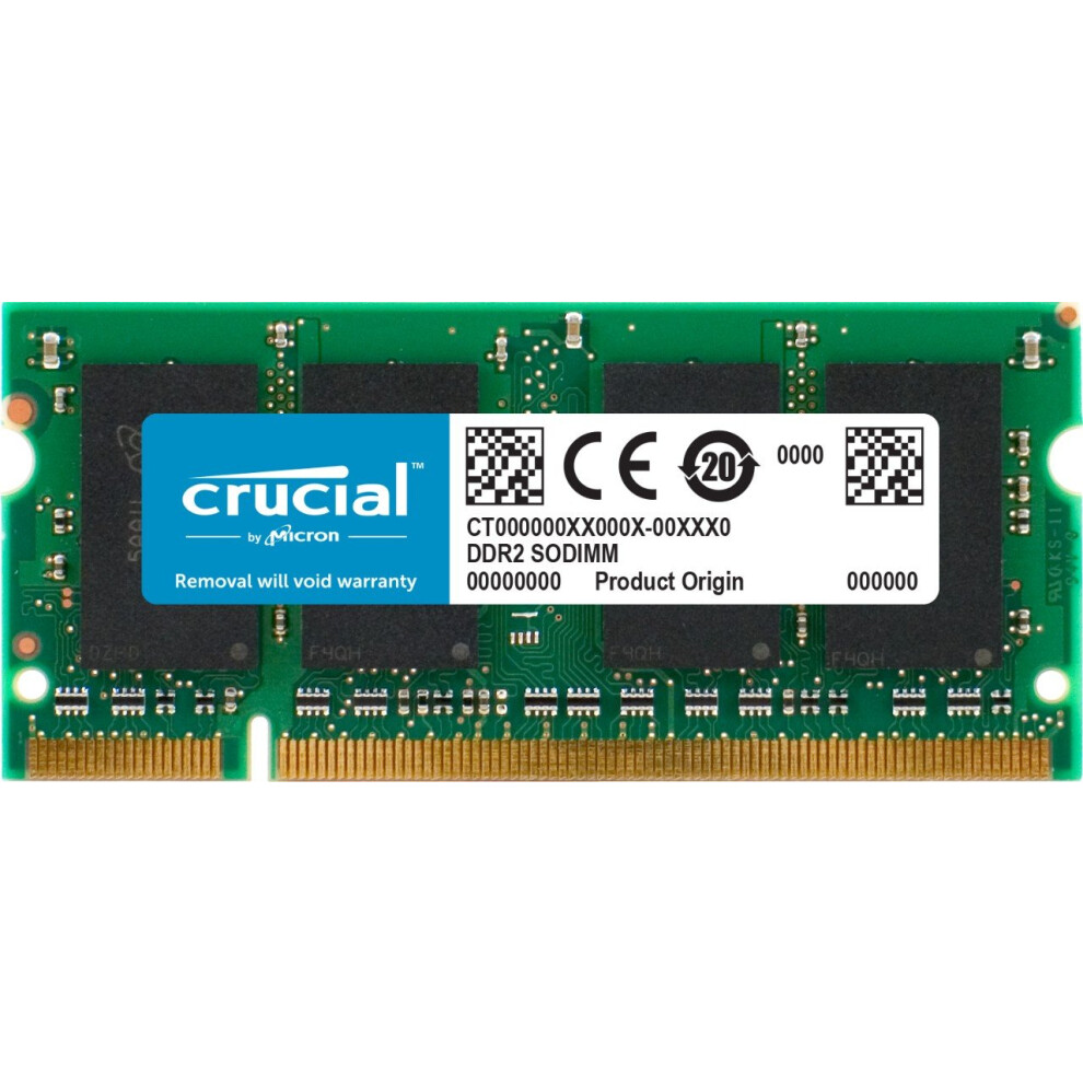 Crucial 2GB Single DDR2 667MHz (PC2-5300) CL5 SODIMM 200-Pin Notebook