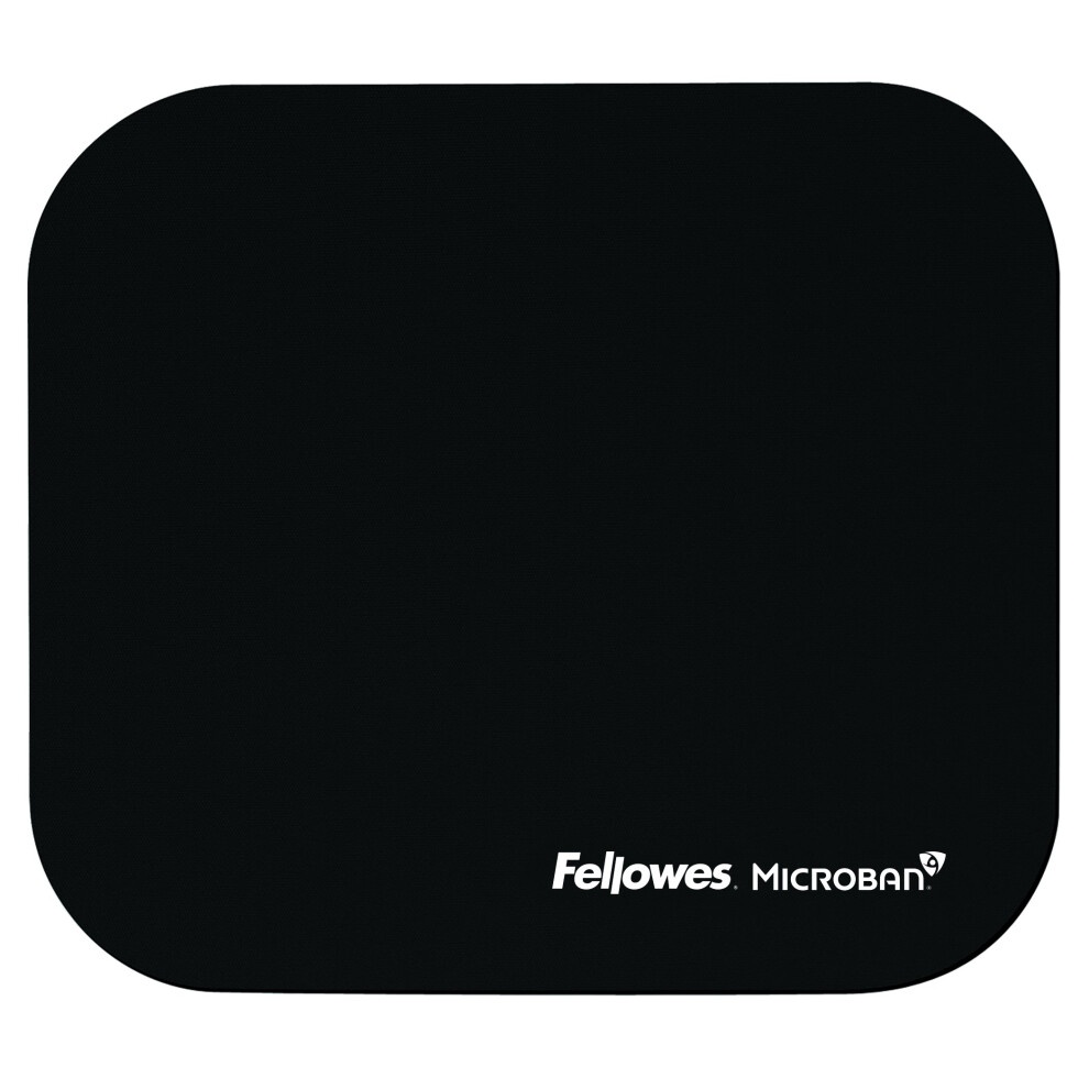 Fellowes 5933901 Mouse Pad w/Microban  Nonskid Base  9 x 8  Black (FEL