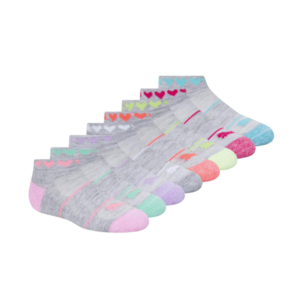 PUMA Little Girl's Girls' 8 Pack Low Cut Socks + 4 Pack Hair Ties Sock