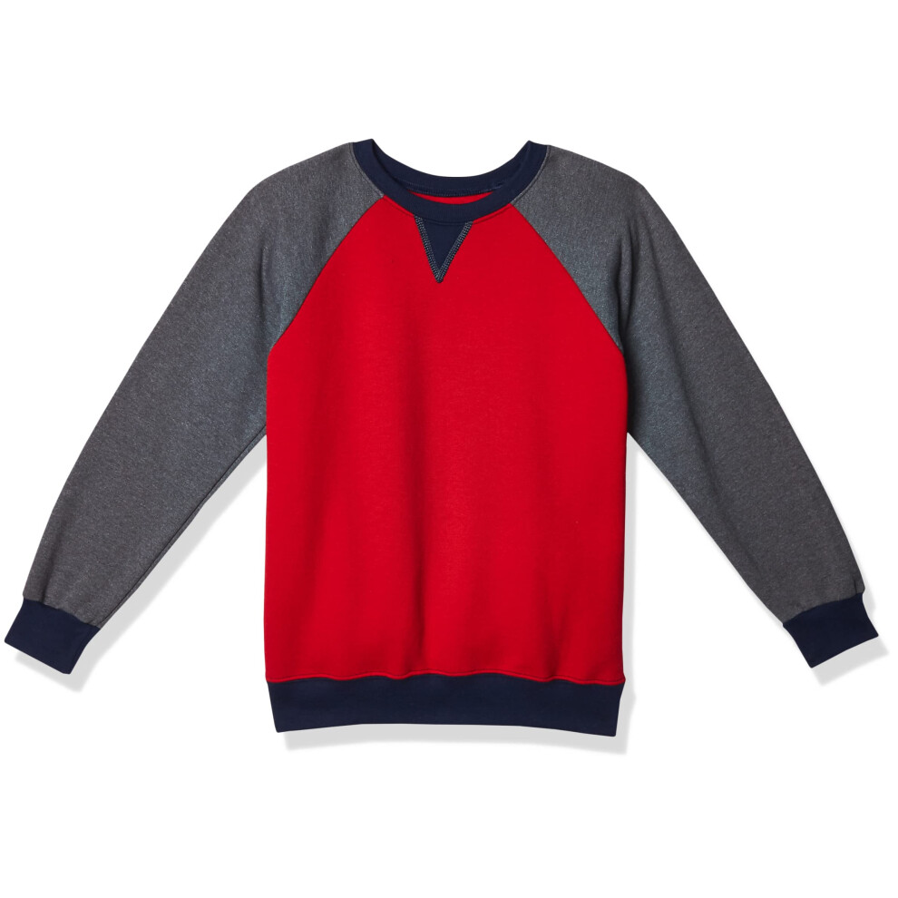 Fruit of the Loom Boys' Fleece Crewneck Sweatshirt  TRUE RED/CHARCOAL