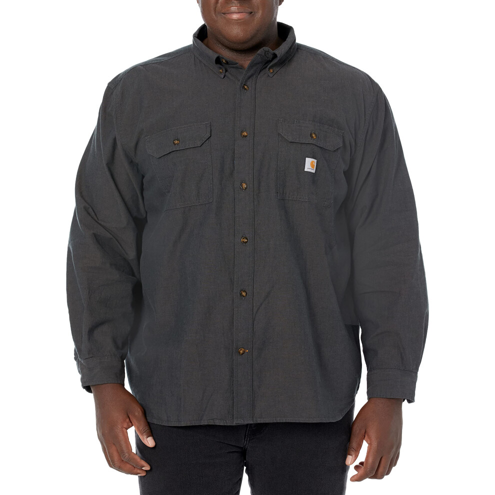 carhartt Mens Loose Fit Midweight chambray Long-Sleeve Shirt (Big  Tal