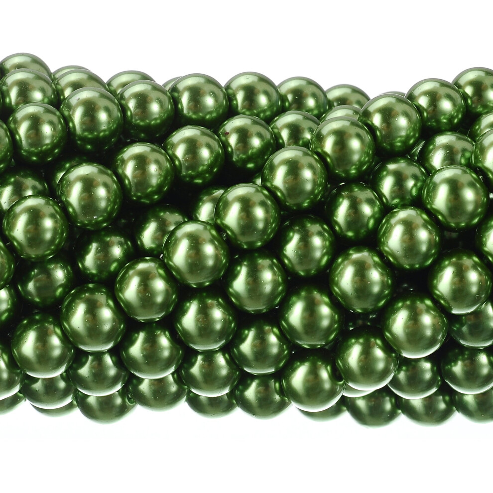 RUBYCA 200Pcs Tsjechische Kleine Satijn Glans Glazen Parels 4mm Licht Olivijn