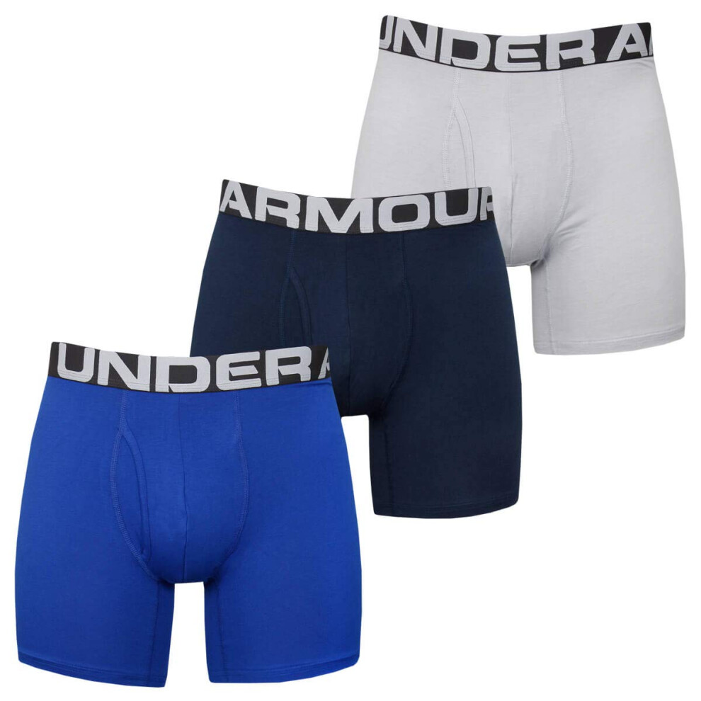 Under Armour UA Charged Cotton 6in 3 Pack-1363617-400 - Royal/Academy/