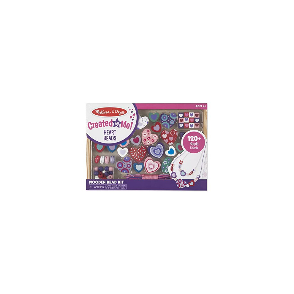 Melissa & Doug Created By Me Heart Beads Wooden Bead Kit 120+ Beads A