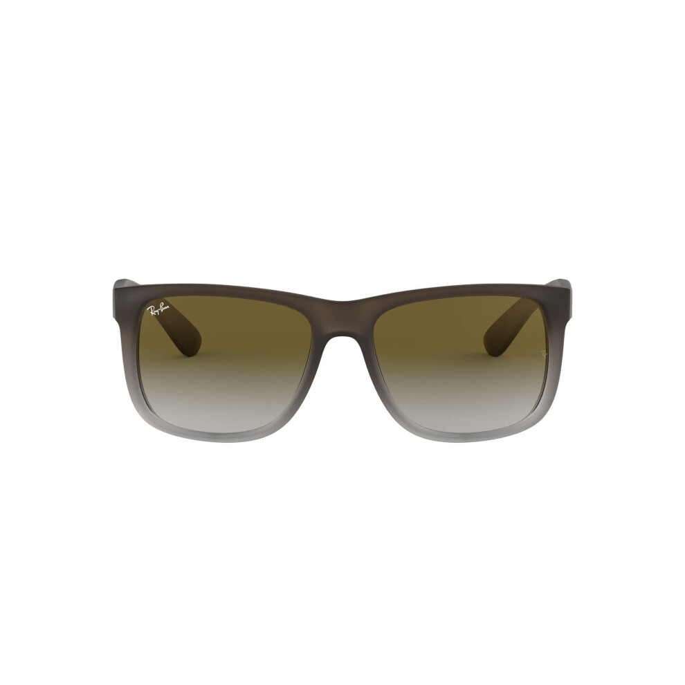 Ray-Ban RB4165 Justin Rectangular Sunglasses  Rubber Brown On Grey/Lig