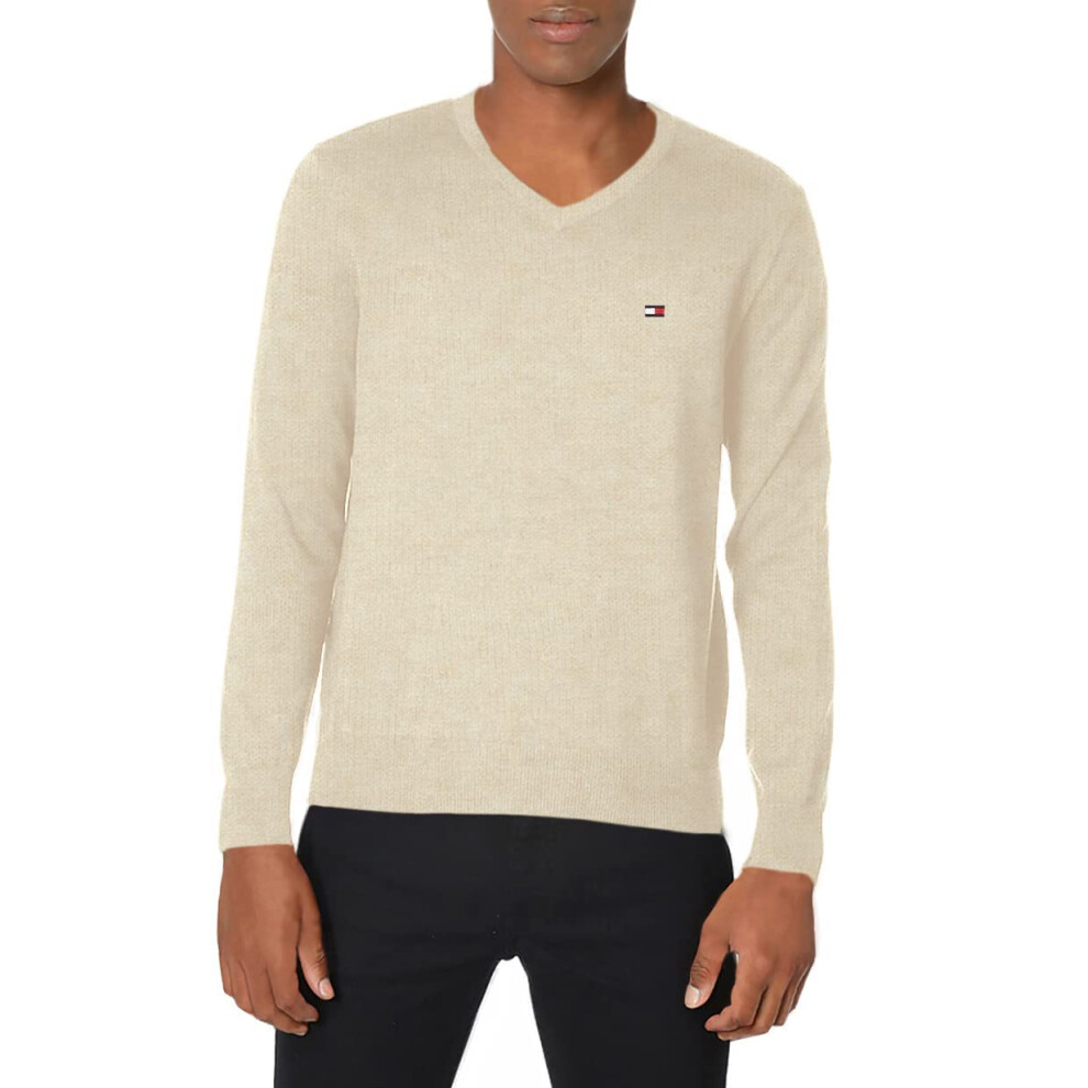 Tommy Hilfiger mens Essential Long Sleeve Cotton V-neck Pullover Sweat