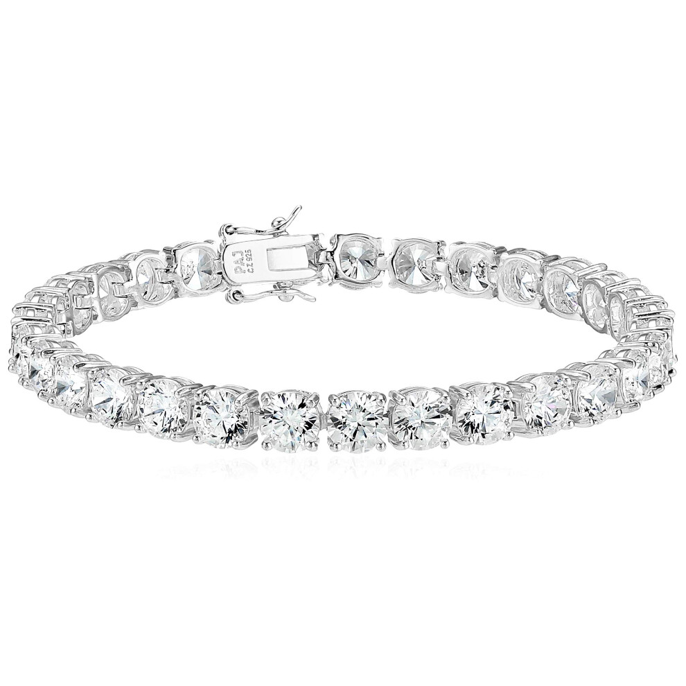 Amazon Essentials Platinum Plated Sterling Silver Round cut cubic Zirc