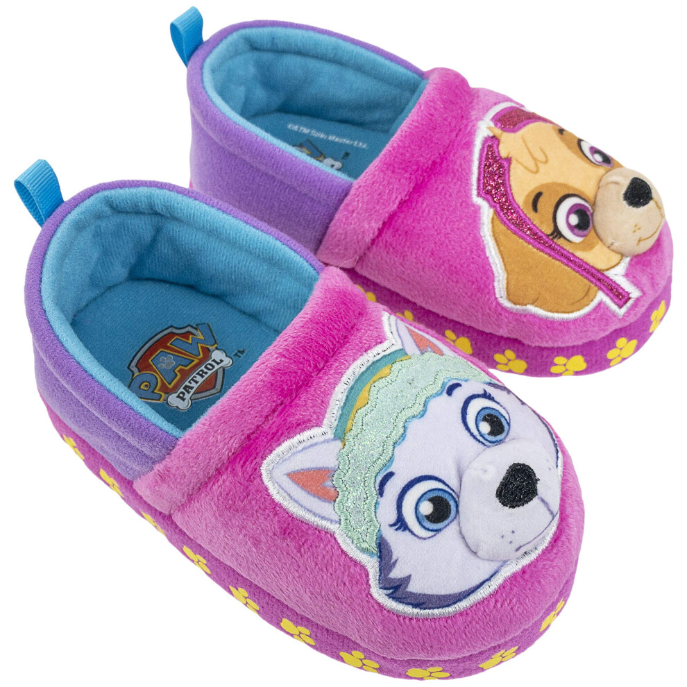 Paw Patrol Girl's Skye and Everest A-Line Plush Slipper  Pink/Purple