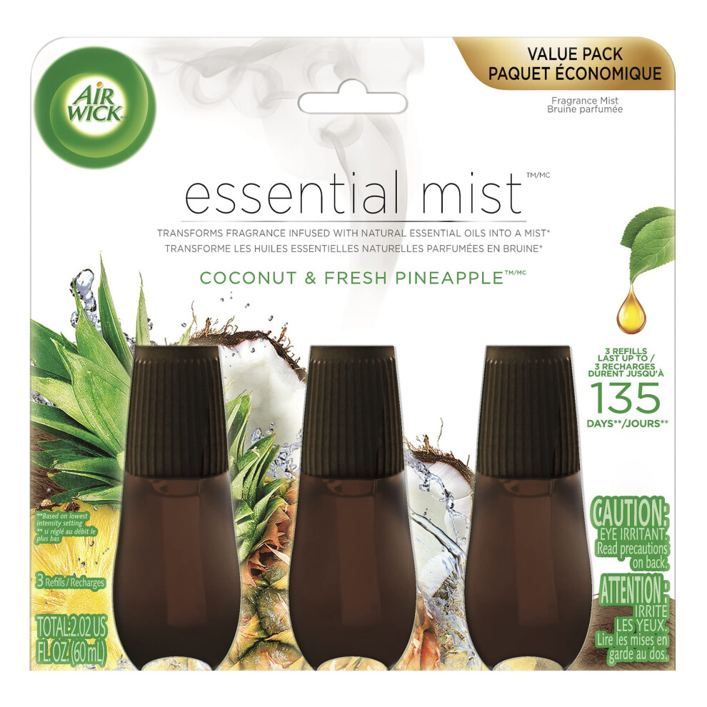 Air Wick Essential Mist Refill  3 ct  Coconut and Pineapple  Essential