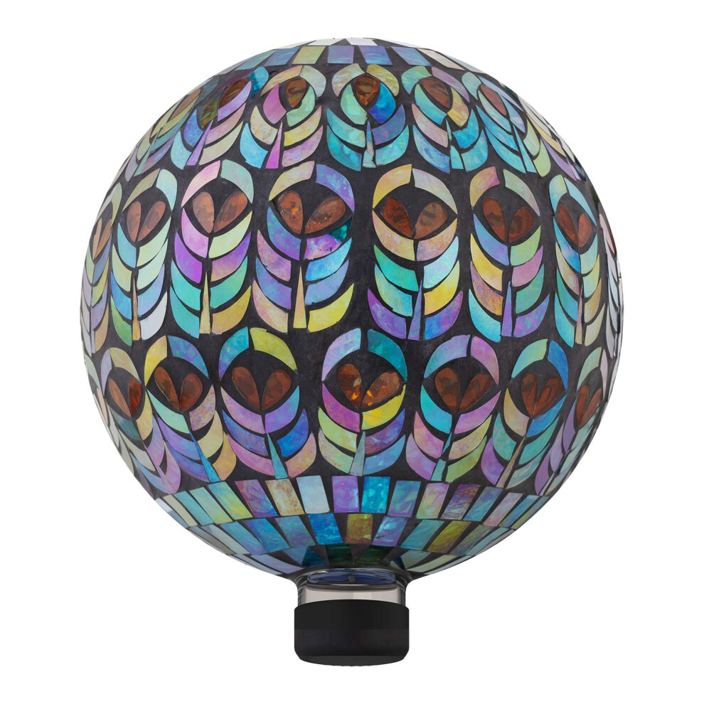 Alpine Corporation Indoor/Outdoor Glass Mosaic Peacock Feather Pattern