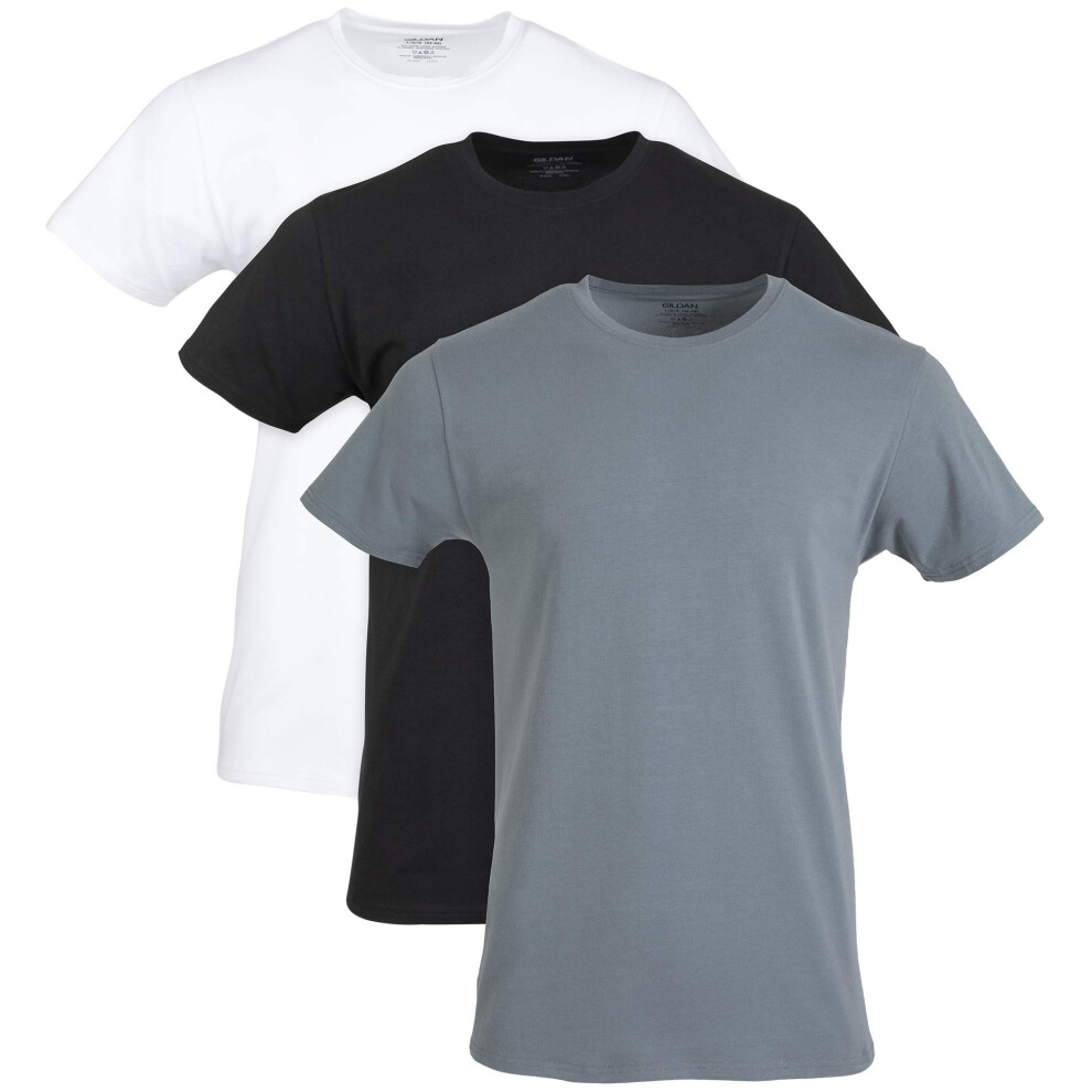 Gildan Men's Cotton Stretch T-Shirts  Multipack  White/Black Soot/Grey