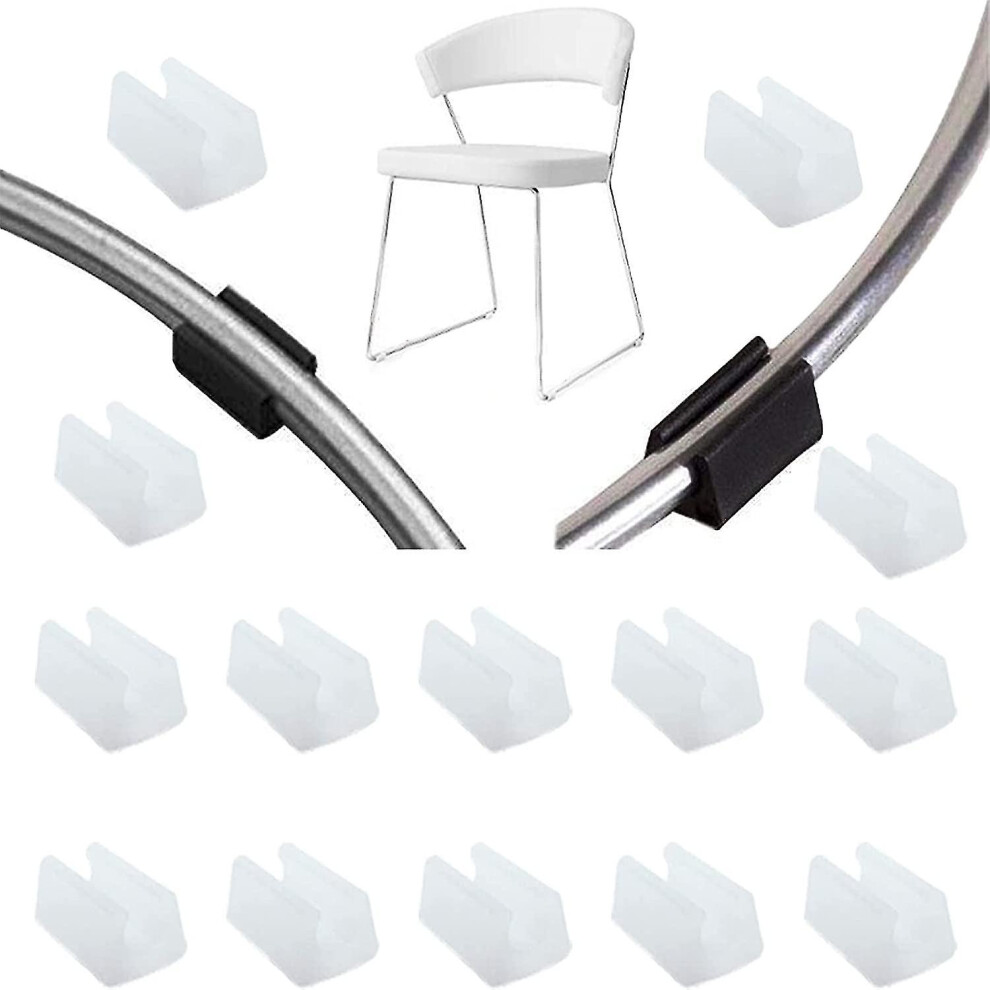 32pcs Chair Leg Glider Tube End Cap Buffer Cap Stopper Furniture Floor Protector U Shape Plastic Chair Caps (10mm,white