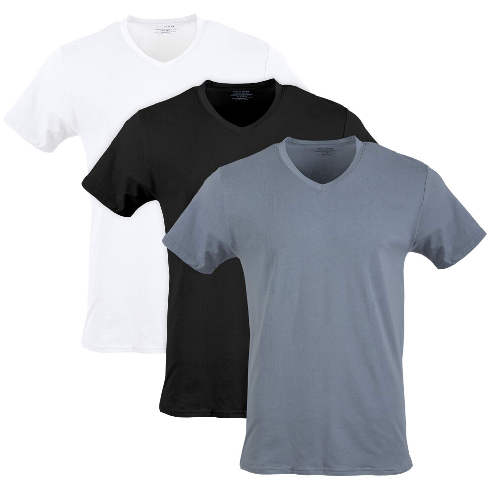 Gildan Men's Cotton Stretch T-Shirts  Multipack  White/Black Soot/Grey