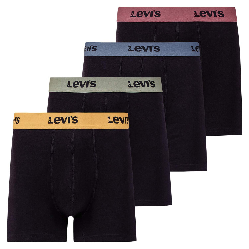 Levi's Mens Boxer Briefs Breathable Stretch Underwear 4 Pack (Black 4