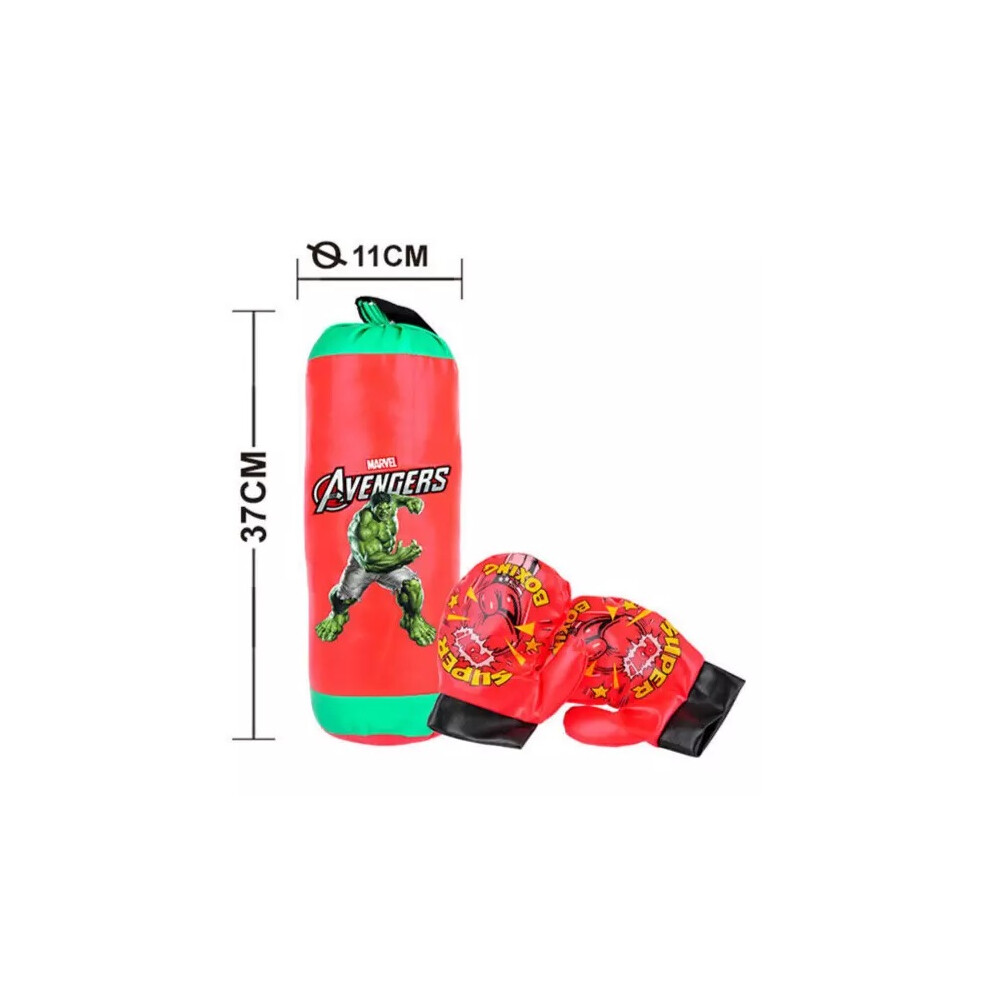 Kids Avengers Hulk Punching Bag Boxing Gloves Toy KIds Gift 3 Pcs Set