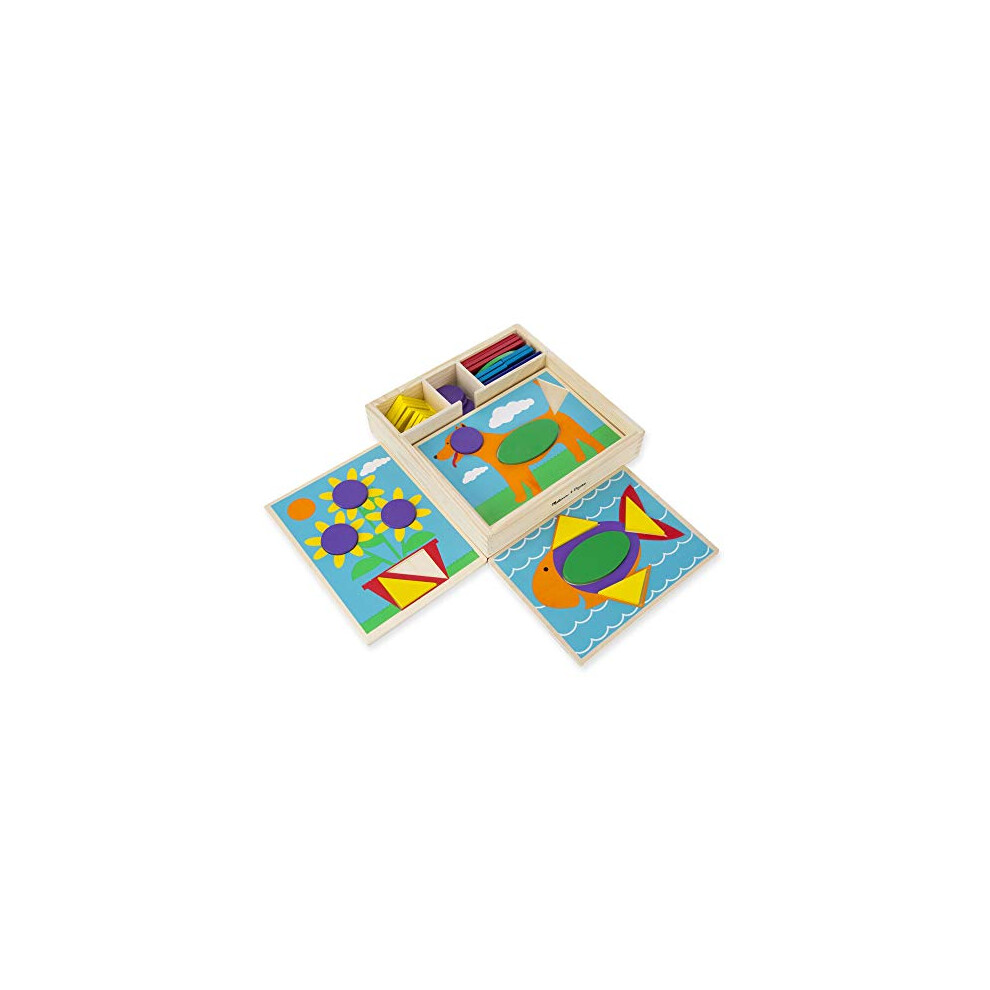 Melissa & Doug Beginner Wooden Pattern Blocks Educational Toy With 5 D