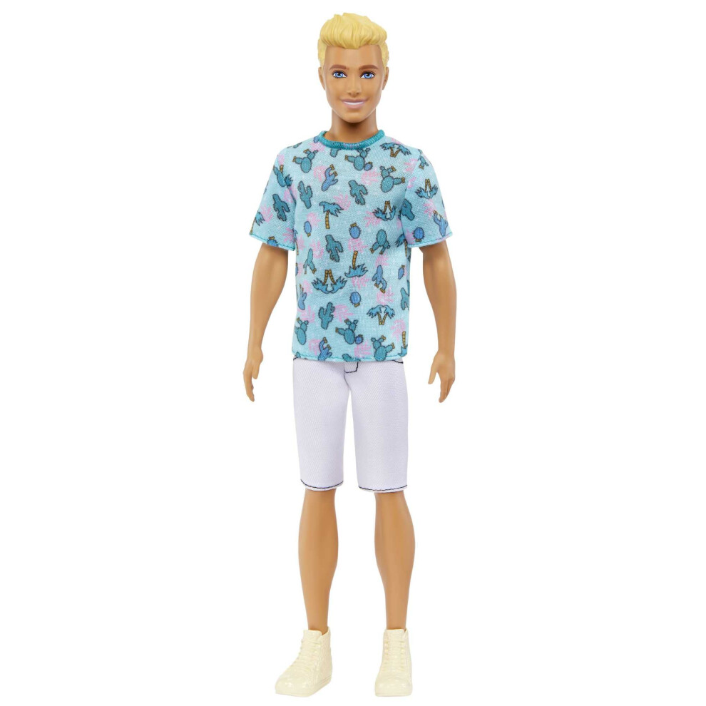 Barbie Fashionistas Ken Fashion Doll #211 With Blonde Hair Blue Cactu