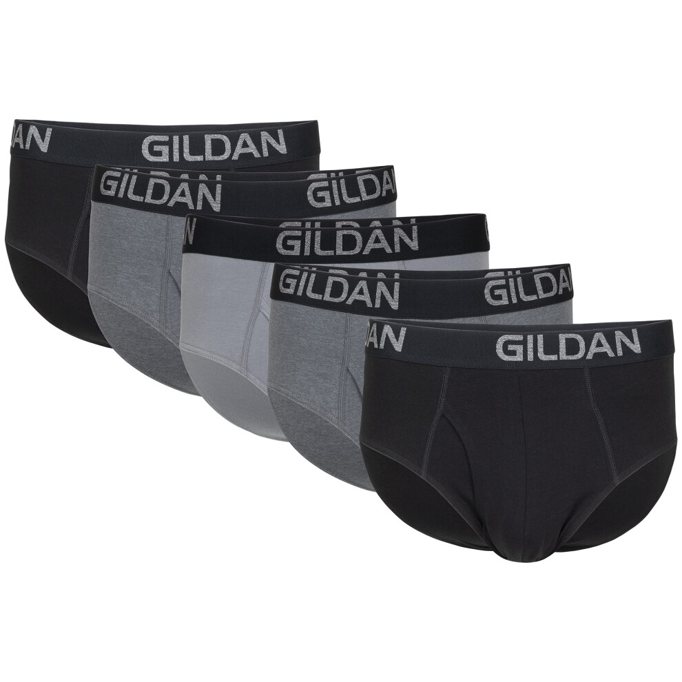 Gildan Men's Underwear Cotton Stretch Briefs  5-Pack  Black Soot/Heath