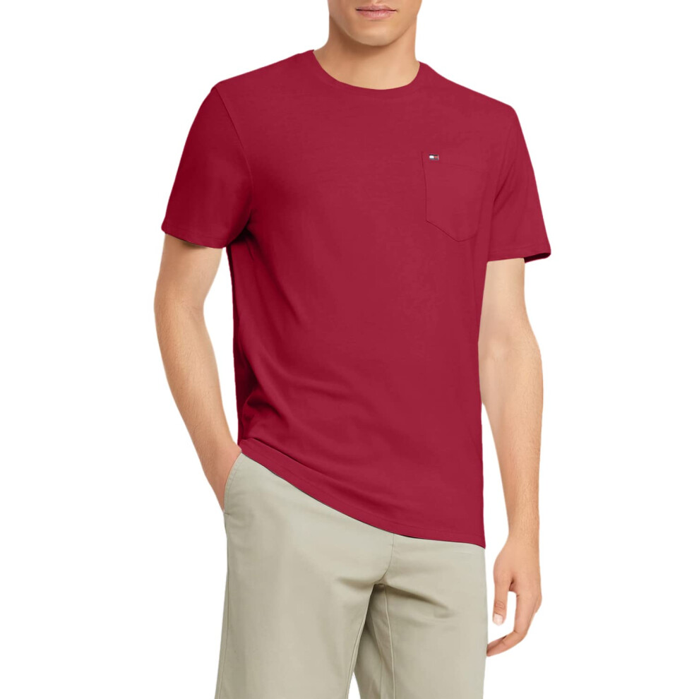 Tommy Hilfiger mens Essential Short Sleeve Cotton Crewneck Pocket T-sh