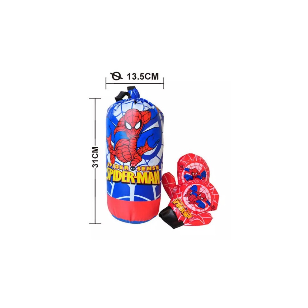 Kids Avengers Spiderman Punching Bag Boxing Gloves Toy Gift 3 Pcs Set