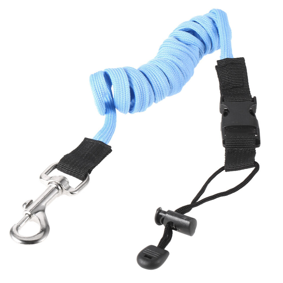 (Blue) Elastic Kayak Canoe Paddle Leash with Metal Hook Surfboard Surfing Rope Safety Rowing Boats Lanyard Fishing Rod Accessories