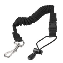 (Black) Elastic Kayak Canoe Paddle Leash with Metal Hook Surfboard Surfing Rope Safety Rowing Boats Lanyard Fishing Rod Accessories