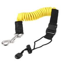 (Yellow) Elastic Kayak Canoe Paddle Leash with Metal Hook Surfboard Surfing Rope Safety Rowing Boats Lanyard Fishing Rod Accessories