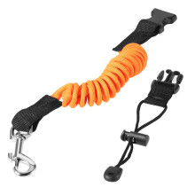 (Orange) Elastic Kayak Canoe Paddle Leash with Metal Hook Surfboard Surfing Rope Safety Rowing Boats Lanyard Fishing Rod Accessories