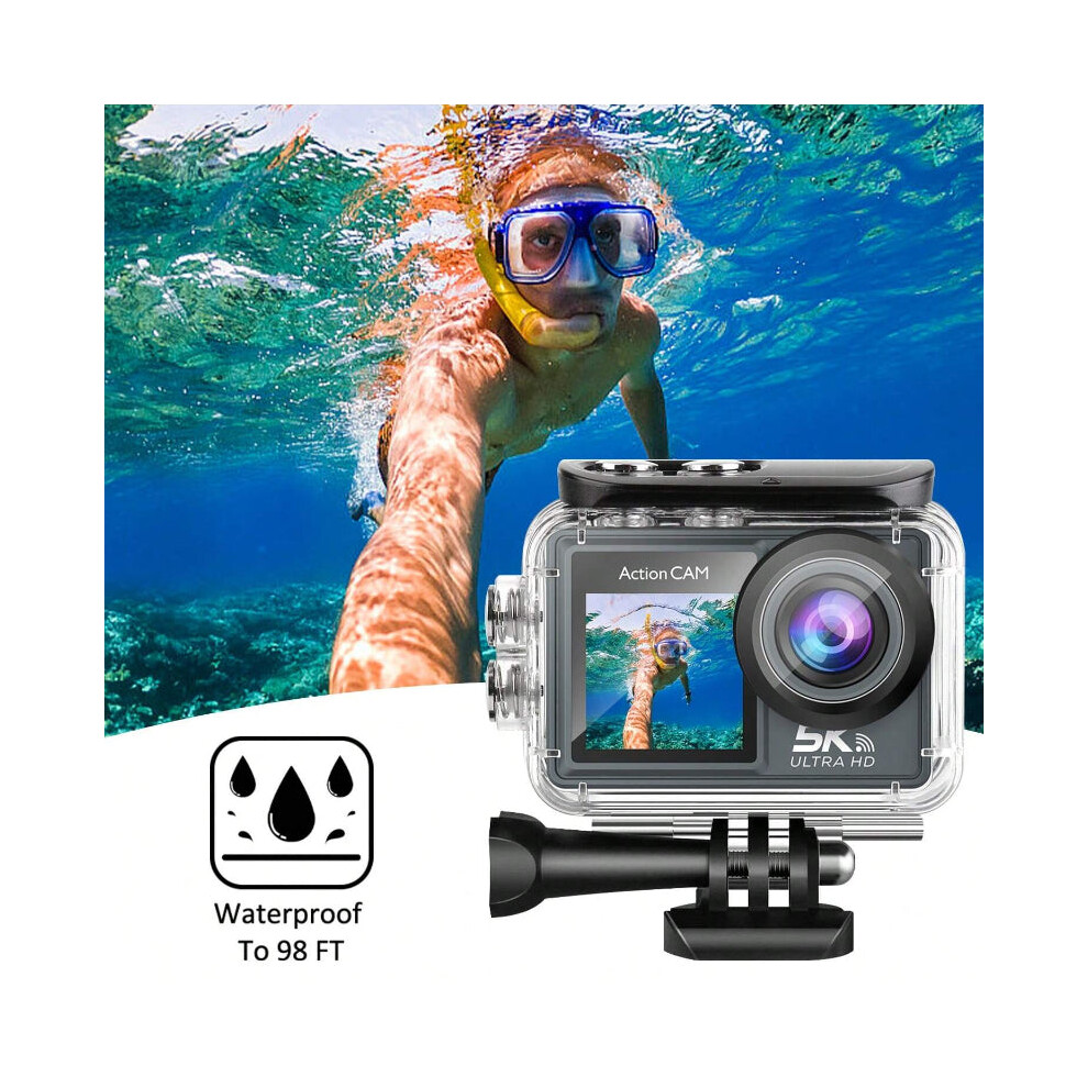 2PCS 5k Sports Camera HD Dual Color EIS Anti-Shake Wifi Outdoor Shooting Camera