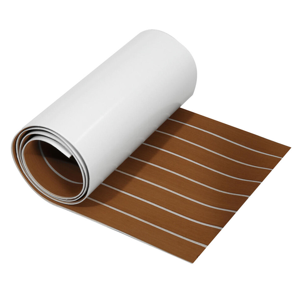 (Light Brown) 2400x450x6mm Brown EVA Foam Boat Flooring Mat Teak Decking Yacht Sheet 94x18 Inch Faux Teak