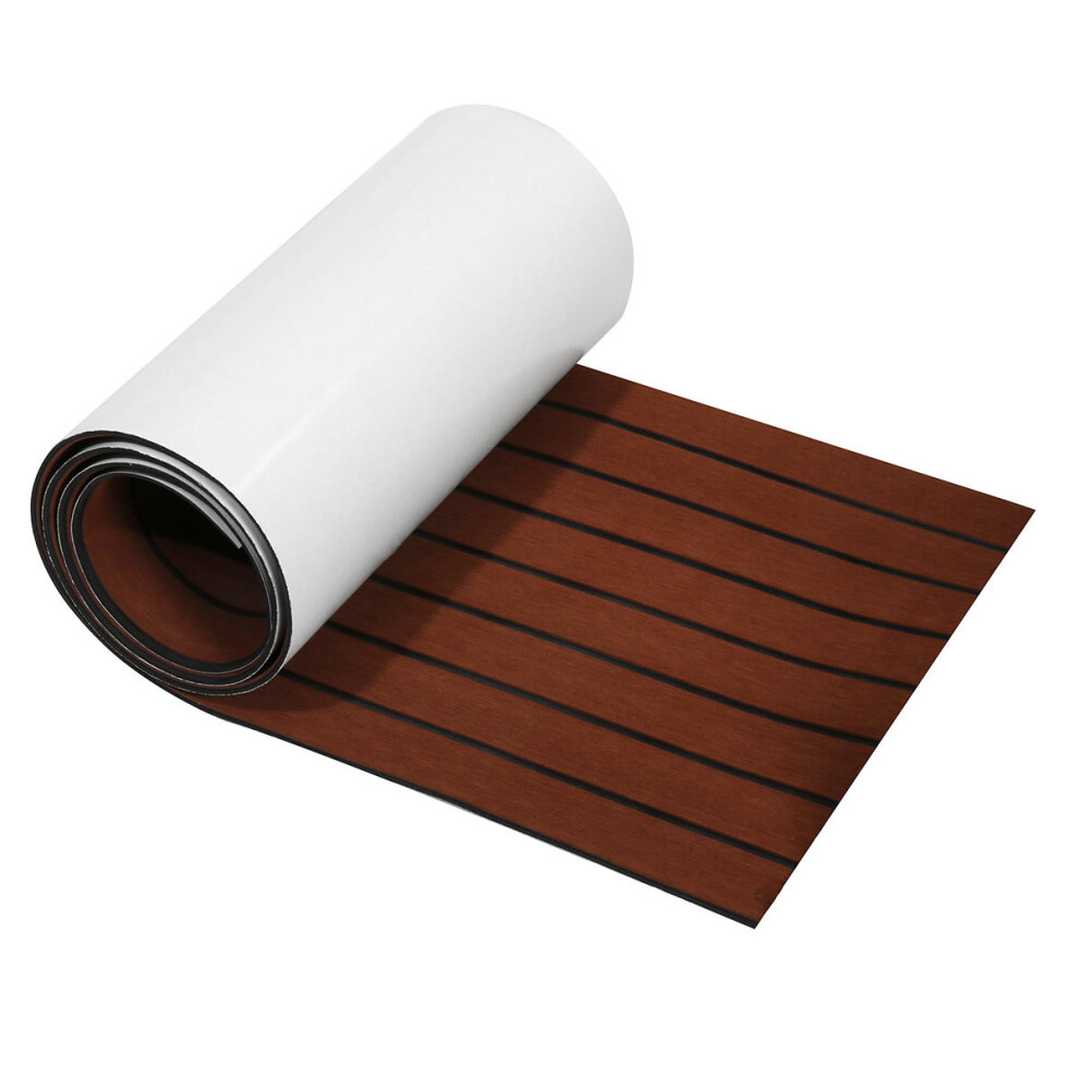 (Dark Brown) 2400x450x6mm Brown EVA Foam Boat Flooring Mat Teak Decking Yacht Sheet 94x18 Inch Faux Teak