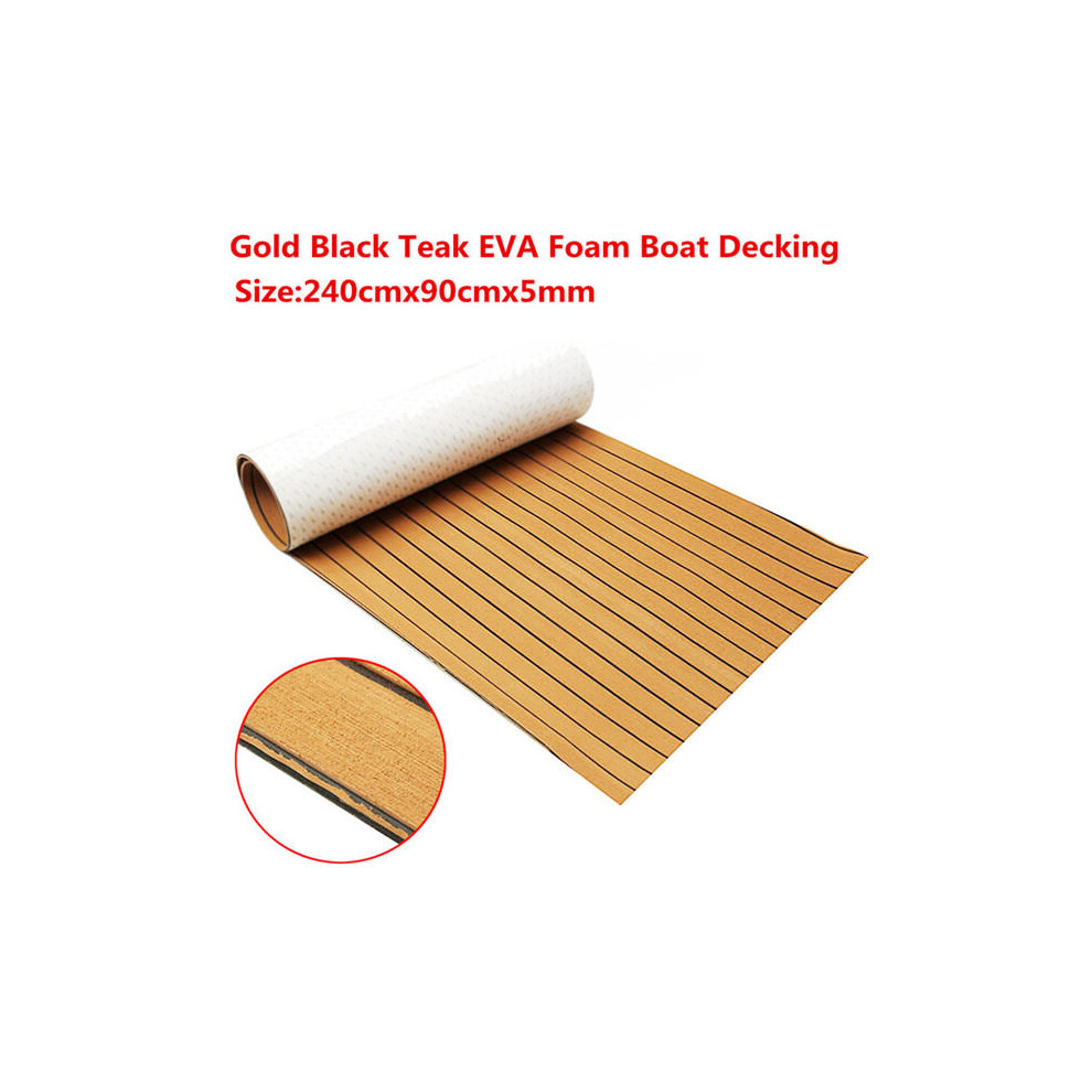 240cmx90cmx5mm Gold With Black Lines Marine Flooring Faux Teak EVA Foam Boat Decking Sheet