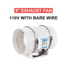 (US Plug) 8Inch 130W Silent Fan Extractor Duct Hydroponic Inline Exhaust Industrial Vent