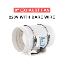 (EU Plug) 8Inch 130W Silent Fan Extractor Duct Hydroponic Inline Exhaust Industrial Vent