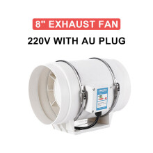 (AU Plug) 8Inch 130W Silent Fan Extractor Duct Hydroponic Inline Exhaust Industrial Vent