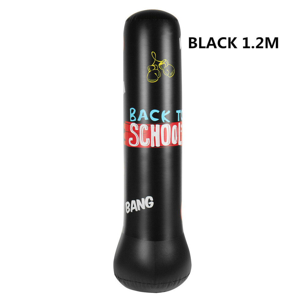 (Black, 1.2m) 1.2/1.5/1.6m Folding Inflatable Boxing Training Standing Punching Bag Fitness Sport Boxing for Children Adult