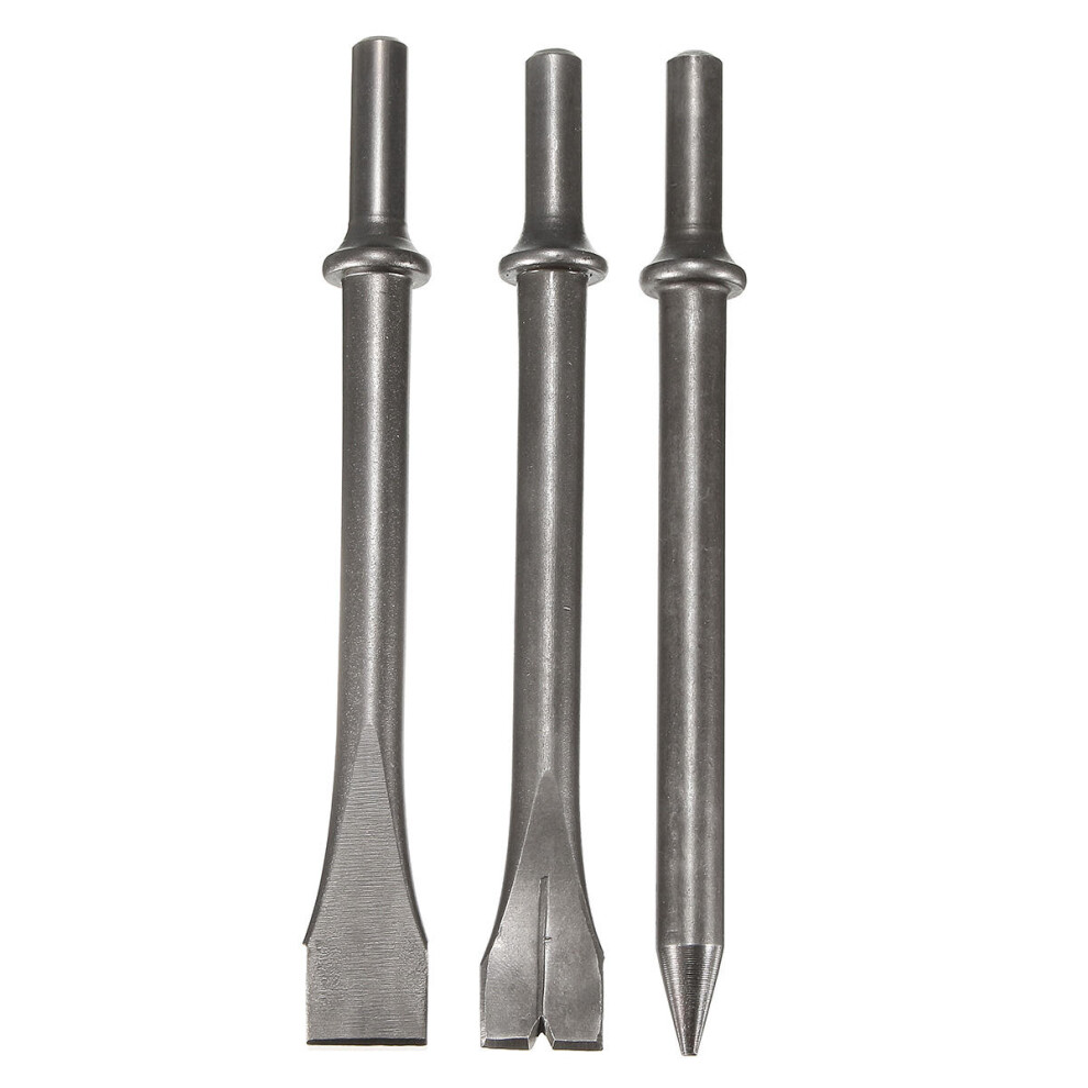 3 Pcs 7'' Length Air Hammers Punch Chipping Chisel Set Round Bar Tool Accessory 9495687800509