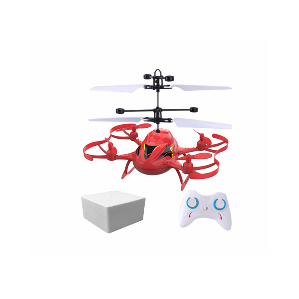 (Red, RTF) Mini 4CH RC Helicopter With LED Light Gesture Sensing Hovering Induction Children Gift Outdoor Toys