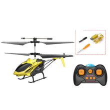(Yellow) Single-blade Electronic Gyroscope LED Light Omni-Directional Controls Alloy RC Helicopter RTF for Kids