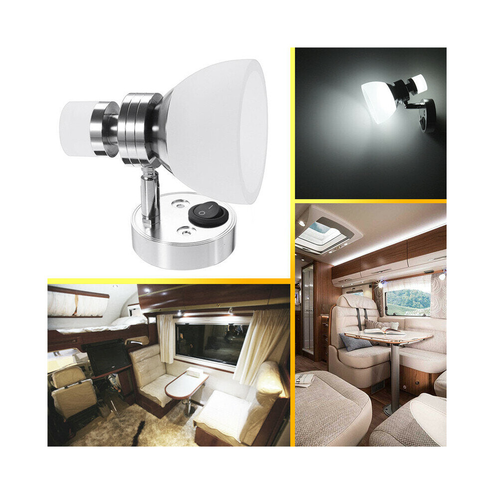 (White) LED Reading Light Spot Wall Mount Bedside Lamp for Boat RV Camper Trailer Van Car