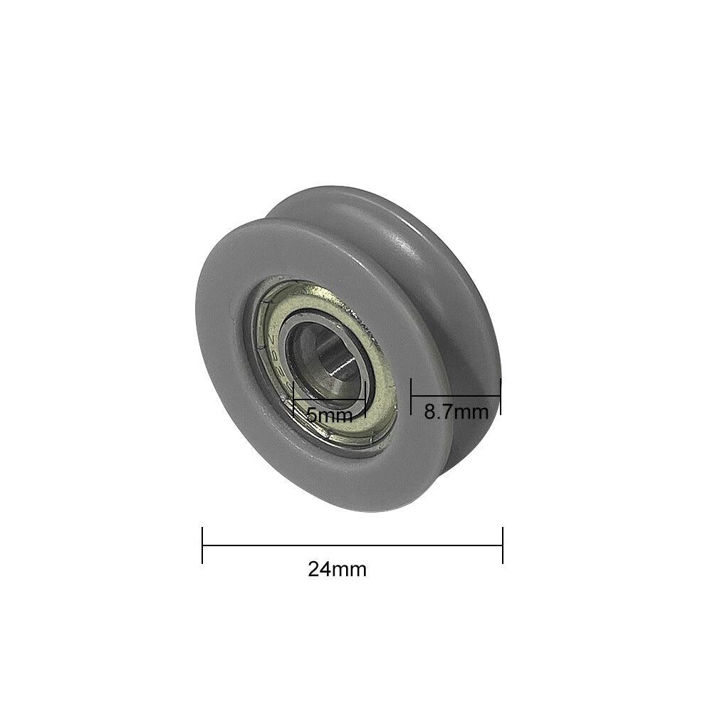 (24mm 625ZZ) Nylon U-Groove Bearings - Double Metal Shielded Chrome Steel Ball Bearings (10pcs) | Sourcing Map