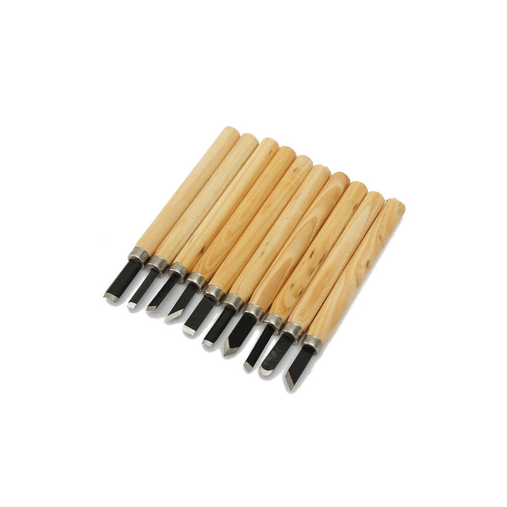 10pcs Wood Carving Chisel Set High Carbon Steel with Wooden Handle